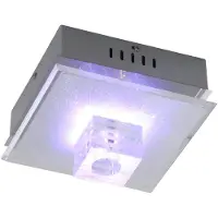 Globo Plafondlamp glas woonkamerverlichting decoratieve LED plafondlamp met trapschakelaar, chroom, 1x G4, LxBxH 20,5x20,5x12,5 cm