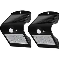 V-TAC Wandlamp Wandlamp Huiswandlamp Solarlamp Solarlamp, IP44 Weerbestendig Bewegingsmelder Oplaadbare batterij, zwart, LED 1.5W 220Lm neutraal wit, LxBxD 14.5x9.6x7.9cm, set van 2