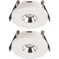 Globo Lighting Inbouwspot gips wit Inbouwkeukenlamp Plafondlamp Inbouwlamp, chroom, LED 4,2W 200Lm warm wit, DxH 9x6 cm, set van 2