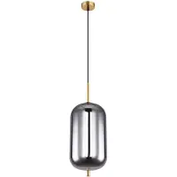 Globo Hanglamp pendel eettafel lamp messingkleurig rookglas, metaal, 1x E27 fitting, DxH 22x120cm