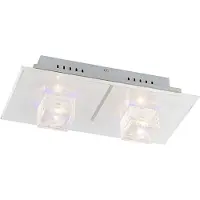 Globo Plafondlamp afstandsbediening plafondlamp glas woonkamerlamp chroom slaapkamerlamp, 24x decoratieve LED kleurwissel, 2x G4 stopcontacten, LxBxH 40x20,5x12,5cm