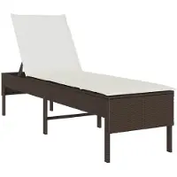 vidaXL Zonnebed met kussen, bruin, 55x200x44 cm, polyrotan