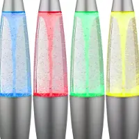 Globo Lighting Lavalamp glitter tafellamp kleurwissel glitter decoratieve lamp glitter kinderkamer, zilvergrijs, 6x LED 0.06W, DxH 10x35.5 cm