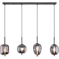 Globo Lighting Eetkamer hanglamp Woonkamer hanglamp Lamp, 4 vlammen, metaal glas smoke-kleurig, 4x E14 stopcontacten, LxH 120x100 cm