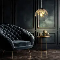 Globo Hanglamp Bollamp Binnenverlichting Gas helder, metaal, chroom, K kristallen, 1x E27 fitting, DxH 20x150 cm