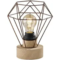 Fischer Leuchten Retro kooi tafellamp roest woonkamer slaapkamer hout leeslamp eiken look FH-Lighting 850072