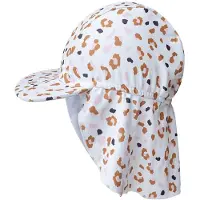 Swim Essentials - zonnehoedje - 0-4 jaar - UV kap - Uv nekbescherming - kaki - Luipaardprint