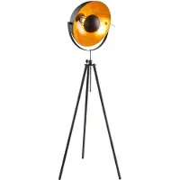 Globo Lighting Vloerlamp in spotlight design robuuste metalen vloerlamp industriële stijl, metaal, zwartgoud, 1x E27 fitting, D 41 cm