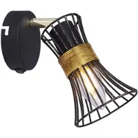Globo Lighting Wandlamp Eetkamerlamp Spot verstelbaar zwart goudkleurig, metaal, 1x E14 fitting, BxH 9x15,5 cm