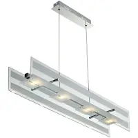 Esto Hanglamp glas hanglamp plafondlamp chroom LED woonkamerlamp met hoogteverstelling, zilver, 4x LED 4x 5 Watt 4x 350 lm , LxBxH 87x16x120 cm