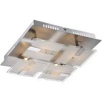 Globo Lighting Plafondlamp glas moderne woonkamerlamp plafondlamp chroom, gedeeltelijk gesatineerd, metaal, 4x LED 4,5W 382Lm warm wit, LxBxH 30x30x9 cm