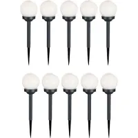 Globo Lighting Set van 10 LED outdoor solar lamp bal ontwerp tuinpad licht met schakelaar tuinlamp bollamp, LED warm wit