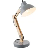 Globo Tafellamp Staande lamp Leeslamp Bureaulamp, landhuis hout natuurlijk metaal grijs, 1x E27 fitting, LxBxH 31x16x42.5cm