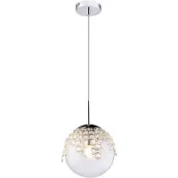Globo Hanglamp Bollamp Binnenverlichting Gas helder, metaal, chroom, K kristallen, 1x E27 fitting, DxH 20x150 cm