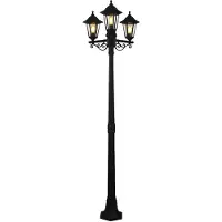 Eglo Candelabra 3 vlammen buiten staande lamp padlamp tuinlamp lantaarn zwart terraslamp, kunststof glas, 3x E27, LxBxH 55 x 47,5 x 200 cm