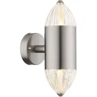 Globo Buiten wandlamp zilver LED tuinlamp gevelverlichting Up Down voordeurlamp, 11W 750lm warm wit, DxH 8 x 21 cm, 34005W1