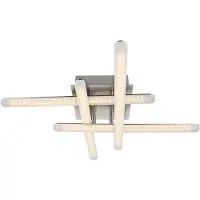 Globo Plafondlamp Eetkamerlamp Woonkamerlamp Designlamp, metaal mat chroom, 1x LED 6W 390Lm warm wit, LxBxH 55x55x11,5cm