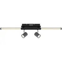 Globo Plafondlamp met zwenkbare spots Spotverlichting zwart Woonkamerlamp, grafiet opaal, 2x GU10, 1x LED 10W 690Lm warm wit, L 80,4 cm