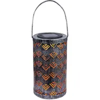 Globo Lighting Solar lantaarn Solar lantaarn zilver antiek Buitenlantaarn lichteffect, decoratieve stansvormen, metaal, 1x LED 0,06W warm wit, DxH 11x19 cm