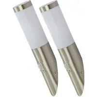 Globo Lighting Set van 2 buiten muurlamp bewegingsmelder wandlamp gevel lamp roestvrij staal fakkel voordeur huis muurverlichting 7,6x41x20cm