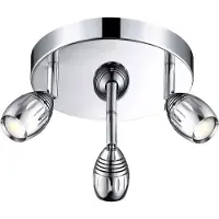 Globo Lighting Plafondlamp Plafondspot 3 vlammen Keukenlamp LED plafondlamp, verstelbare spots, chroom acryl, 3x5W 3x 400lm warm wit, DxH 20 x 14 cm