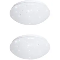V-TAC Plafondlamp sterrenhemel LED keukenlamp plafondlamp slaapkamerlamp woonkamerlamp, metaal wit, 8W 560lm 6400K koel wit, DxH 21,5 x 7,8 cm, set van 2
