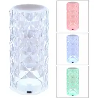 Globo LED tafellamp dimbaar touch tafellamp woonkamer lamp kristal bedlamp oplaadbare lamp, USB-kabel, RGBW kleuren, DxH 7,3 x 15,8 cm