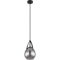 Globo Hanglamp hanglamp eetkamer, moderne hanglamp, lampenkap in rookglas look, metaal, zwart, mat, 1x E27 fitting, DxH 15x120 cm