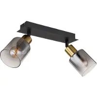 Globo Plafondlamp 2-pits zwenkbare plafondlamp rookkleurig, goud zwart, 2x E14 stopcontacten, LxBxH 25x8x18,2 cm