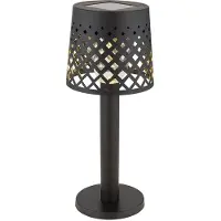Globo LED solarlamp Tafellamp Buitenlamp Patio lamp Tuinlamp, helder zwart kunststof, oplaadbare batterij 6-8u IP44, 3000K warm wit, D 9 cm