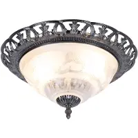 Globo Plafondlamp wit Woonkamerlamp antiek zilver rond, retro lamp parelmoer sierlijke elementen, metaal, 2x E14 stopcontacten, DxH 33x17 cm