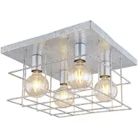 Globo Plafondlamp Woonkamerlamp Ganglamp Eetkamerlamp, rastervorm zink, 4 vlammen, E27, H 26 cm