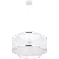 Globo Lighting Hanglamp Hanglamp metalen rooster chromen ringen, wit zilver rond H 150 cm