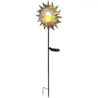 Globo Tuindecoratie voor buiten Zon staande tuinlampen op zonne-energie, Crackle glazen bol, roestkleurig, LED warm wit, BxH 24,2x81,5 cm