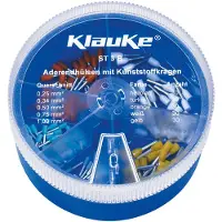 Klauke ST3B Assortiment adereindhulzen 0.25 mm², 0.34 mm², 0.5 mm², 0.75 mm², 1 mm² Deels geïsoleerd Lichtblauw, Wit, Geel, Oranje, Turquoise 150 onderdelen