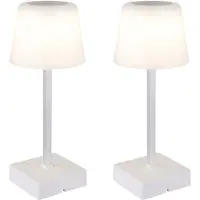 Globo Lighting LED tafellamp touchdimmer tafellamp oplaadbare bijzetlamp CCT, metaal wit, 2W 100Lm warm-koud wit, DxH 8,5x25,5 cm, set van 2