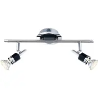 Globo Plafondlamp zwart Slaapkamerlamp modern Plafondspot 2-lichts GU10 LED, metaal, LED 48W 2300lm 3000K, LxBxH 38x11x16 cm