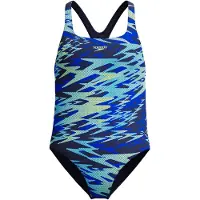 Speedo Hyperboom Print Medalist Swimsuit Blauw 6 Years Meisje