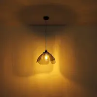 Globo Lighting LED hanglamp Hanglamp Woonkamerlamp Eettafellamp Keukenlamp, metaal zwart glas rookkleurig, glazen kap in bloemvorm, E27 gloeidraad LED, D 34 cm