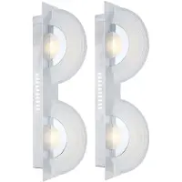 Globo Lighting Wandlamp Ganglamp Traplamp Slaapkamerlamp, 2 vlammen, gesatineerd chroomglas, LED 5W 380Lm warm wit, LxB 46x6cm, set van 2