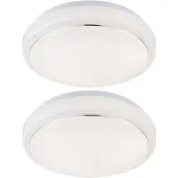Globo Plafondlamp LED woonkamerlamp plafondlamp modern, aluminium wit, 1x LED 8W 550Lm warm wit, DxH 26x8 cm, set van 2