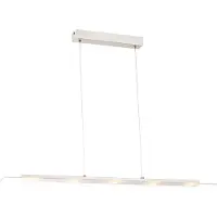 Globo LED hanglamp gesatineerd glas eettafellamp hanglamp woonkamer, mat nikkel, 5x7W 5x560lm warm wit, LxH 95x150 cm