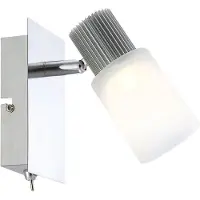 Globo Wandspot tuimelschakelaar zwenkbare spot Alabaster, nikkel mat chroom, 1x LED 5W 300Lm warm wit, LxBxH 15,5x8x13 cm