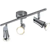 Globo Plafondlamp Spot strip plafondlamp met beweegbare spots 3 vlammen plafondspot, metaal chroom nikkel mat, 3x GU10 LED warm wit, LxH 39x11.5cm, woonkamer