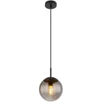 Globo Hanglamp bol zwart Hanglamp eettafel rookglas Hanglamp glas retro, in hoogte verstelbaar, stereffect, 1x E27 fitting, DxH 20x120 cm