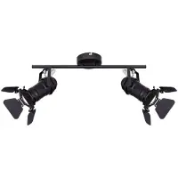 Globo Plafondlamp zwart spot strip 2 spots plafondlamp zwenkbaar filmset lichteffect, metaal, 2x GU10 stopcontacten, LxH54x26,5 cm