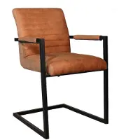 Lizzely Garden & Living SET DEAL: 6 stuks Eetkamerstoel met armleuning cognac microvezel Noor design eetstoel zetel