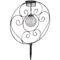 Globo Solarlamp oosterse glazen bol decoratief licht tuinlamp solar solar licht metaal voor buiten, metalen glas, grondspies, 1x LED 0.06W warm wit, LxBxH 30x8.5x41 cm