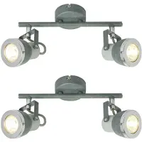 Globo Lighting Plafondspot grijs Woonkamerlamp Plafondlamp met verstelbare spots, steengrijs metaal, 2x GU10, LxH 26 x 18,5 cm, set van 2