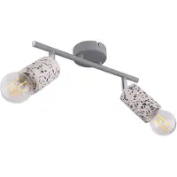 Mutoni Light Plafondlamp 2 spots 2 vlam plafondlamp Plafondspot, met beweegbare spots in terrazzosteen look, 2x E27, L 30 cm